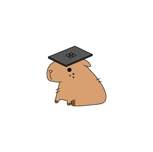 Capybara with a Surface laptop on its head sticker design